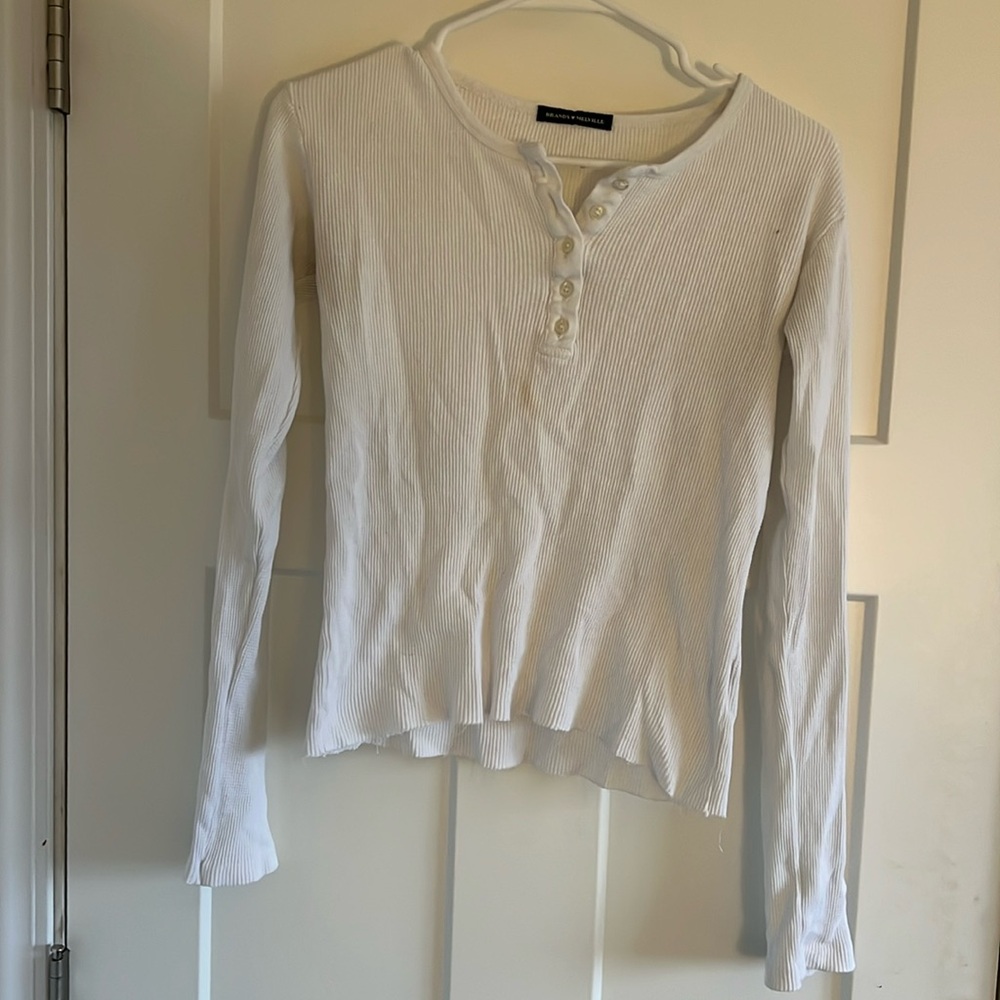 brandy melville waffle white button shirt